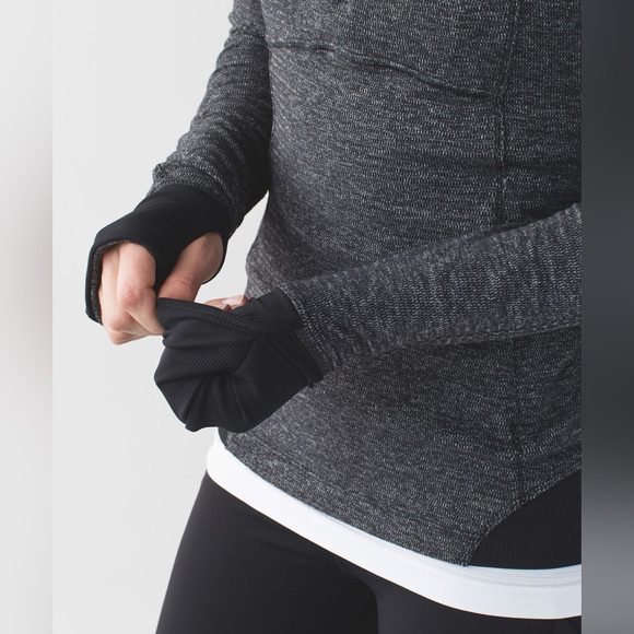 Vintage Lululemon Runderful 1/2 Zip - Mini Check Pique Heathered Black/Black - 2 - Picture 8 of 16